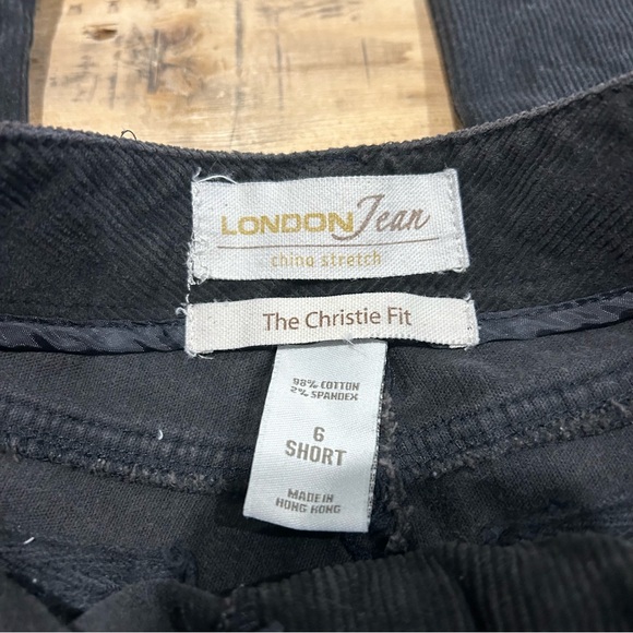 LONDON JEAN The Christie Fit Chino Stretch Women Black Corduroy Pant Sz 6 Short - Picture 5 of 7